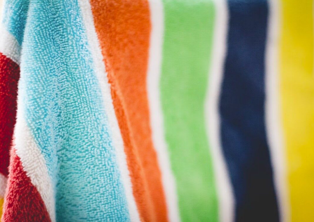 Stripy beach towel close up