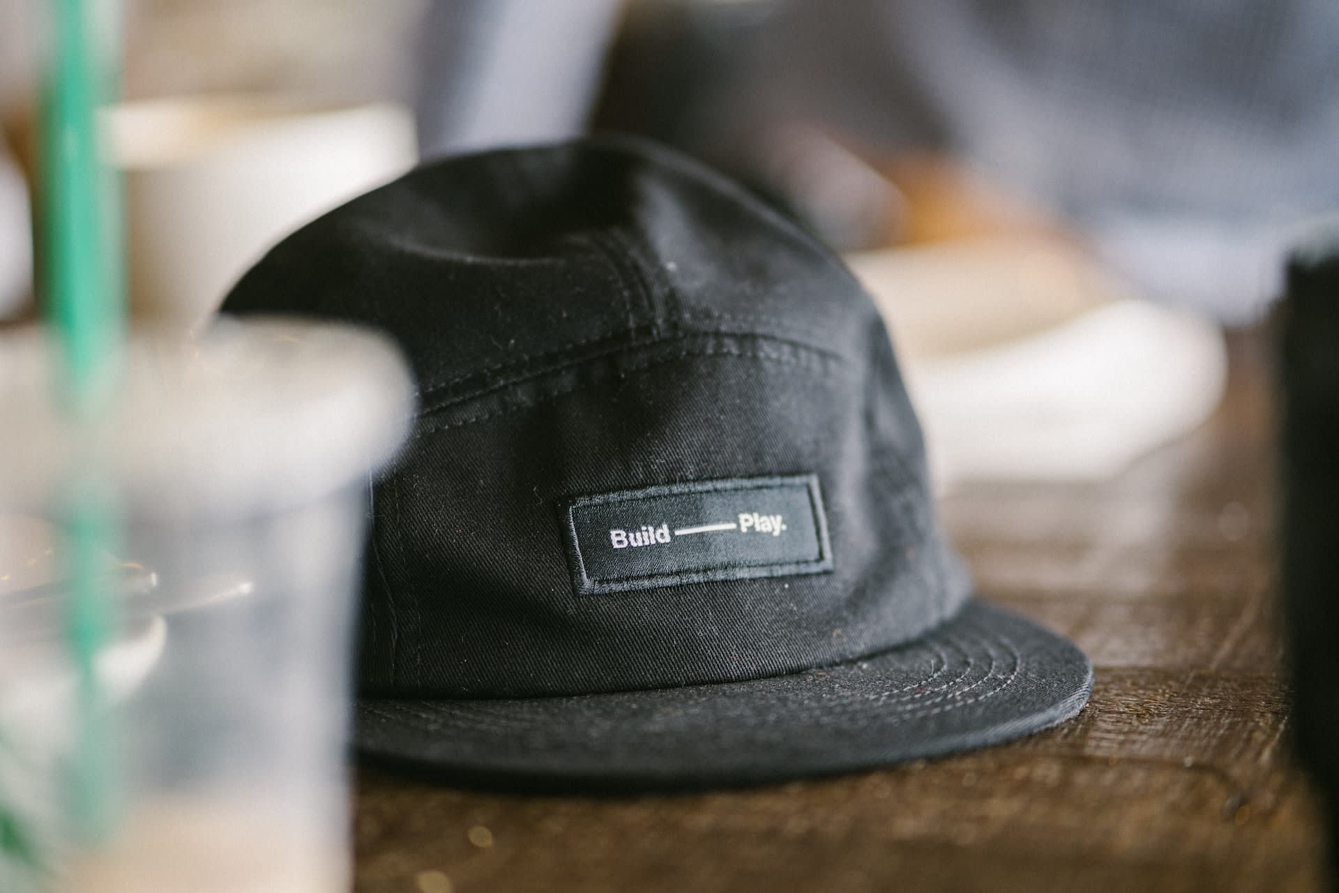 Black 5 panel hat