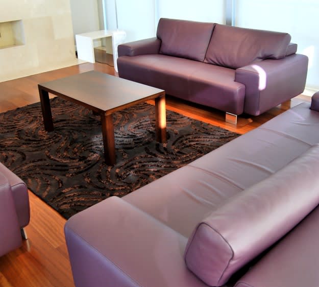 Purple leather sofa set