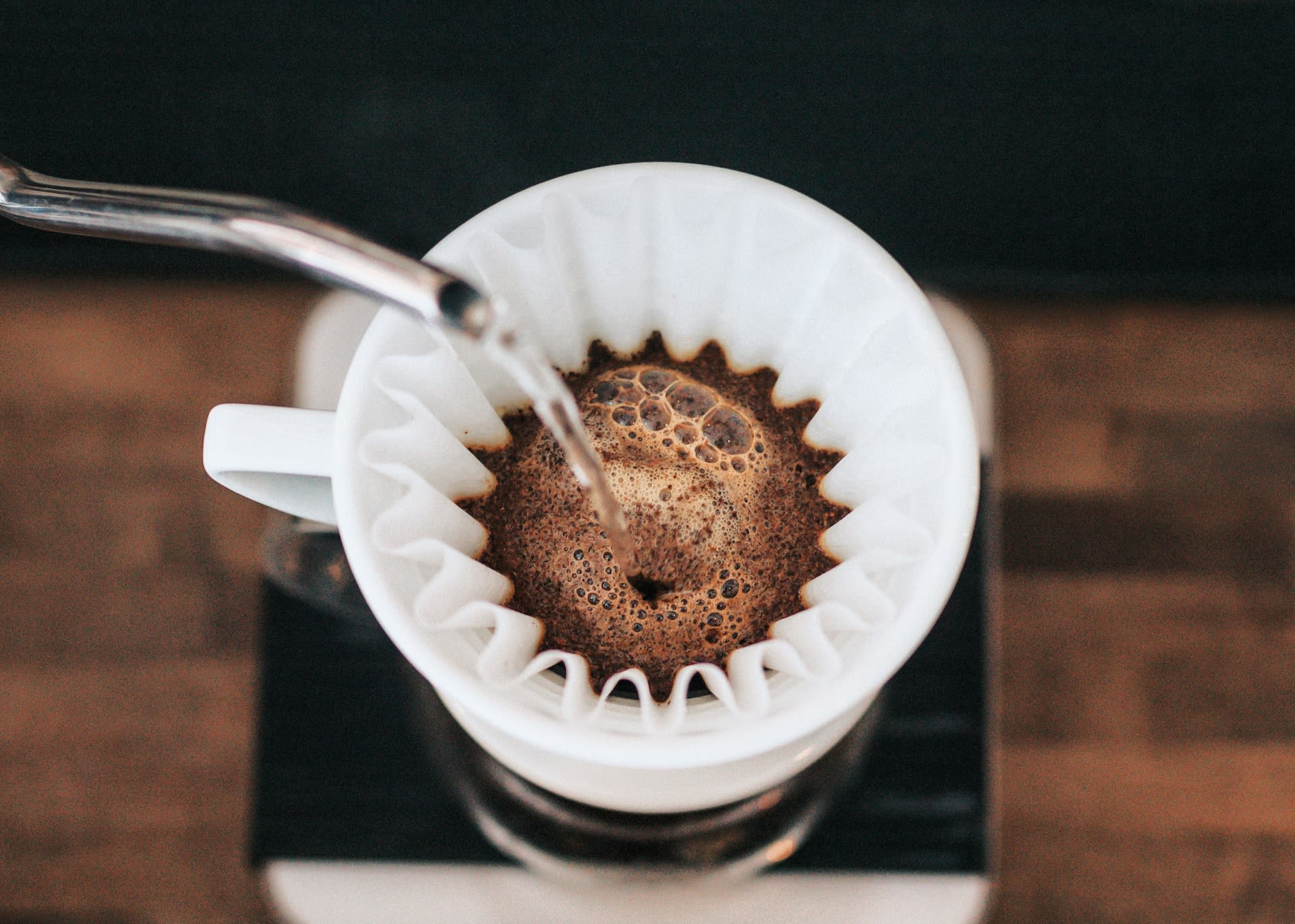 Water being poured through coffee filter