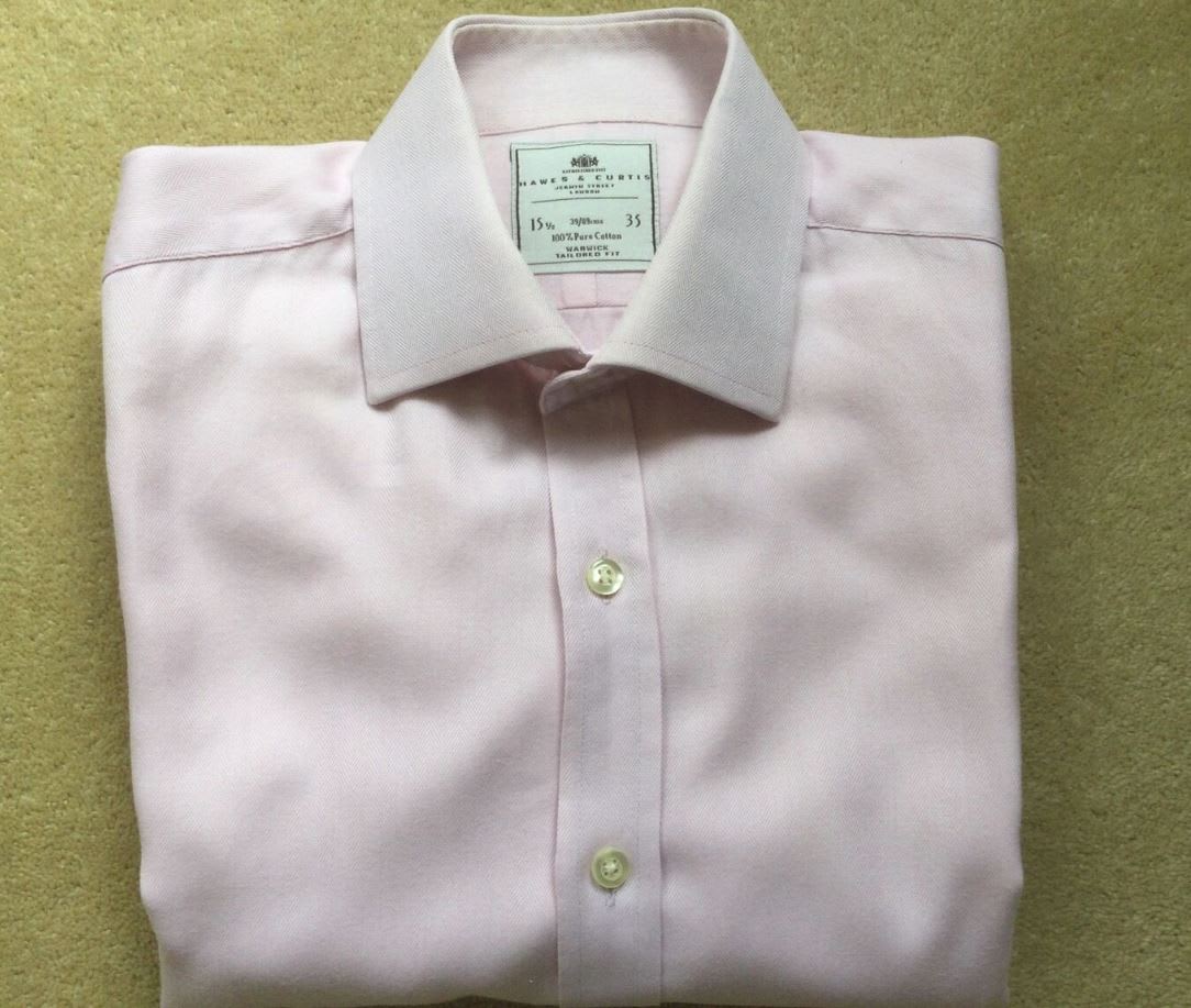 Second-hand Hawes and Curtis light pink shirt, folded for sale