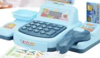 Blue toy cash register