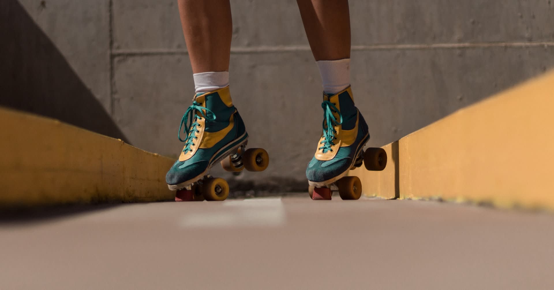 Close up of roller skates