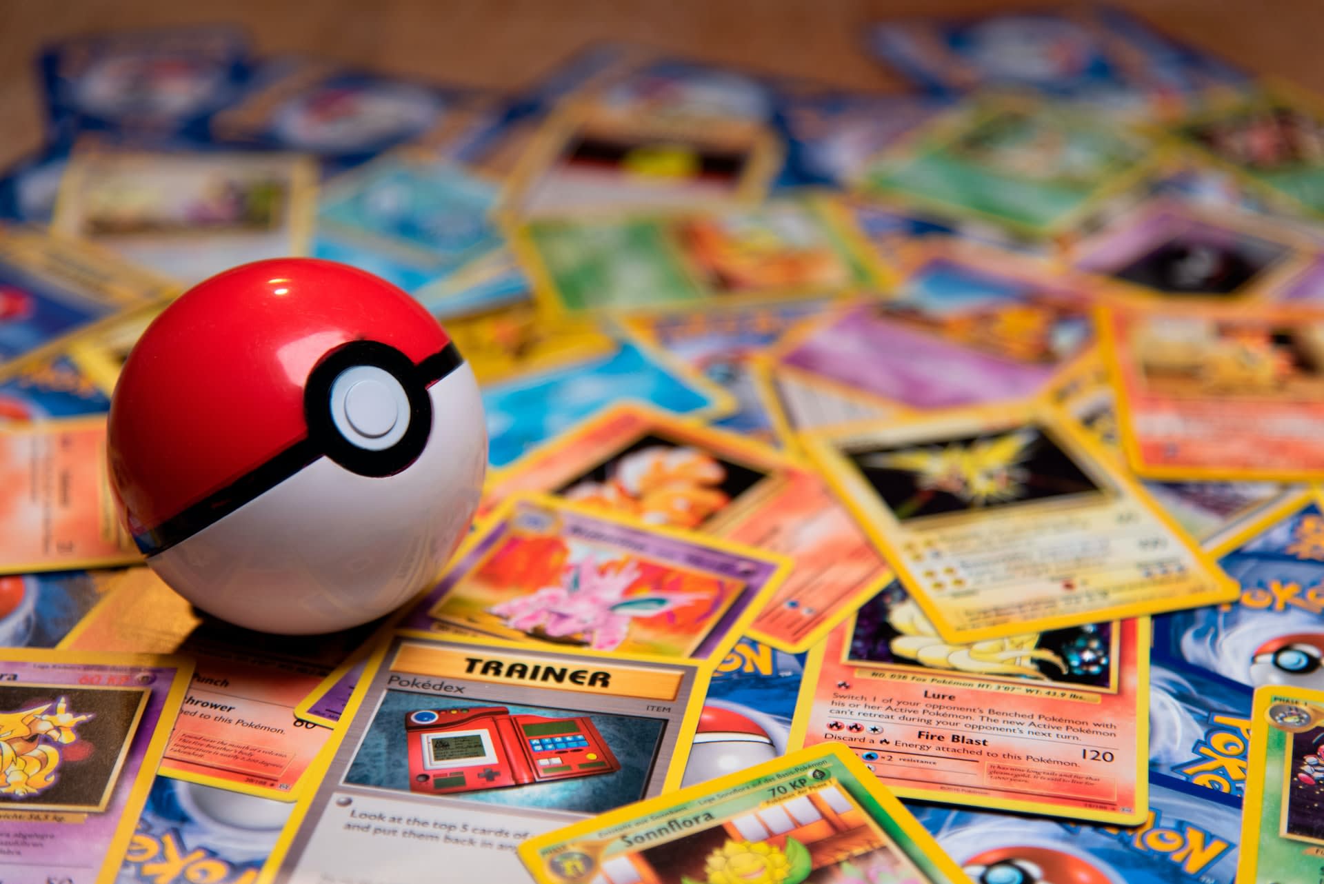 Scattered pokemon cards