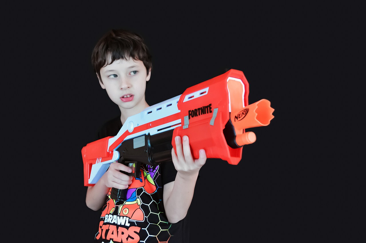 Kid with used fortnite nerf gun