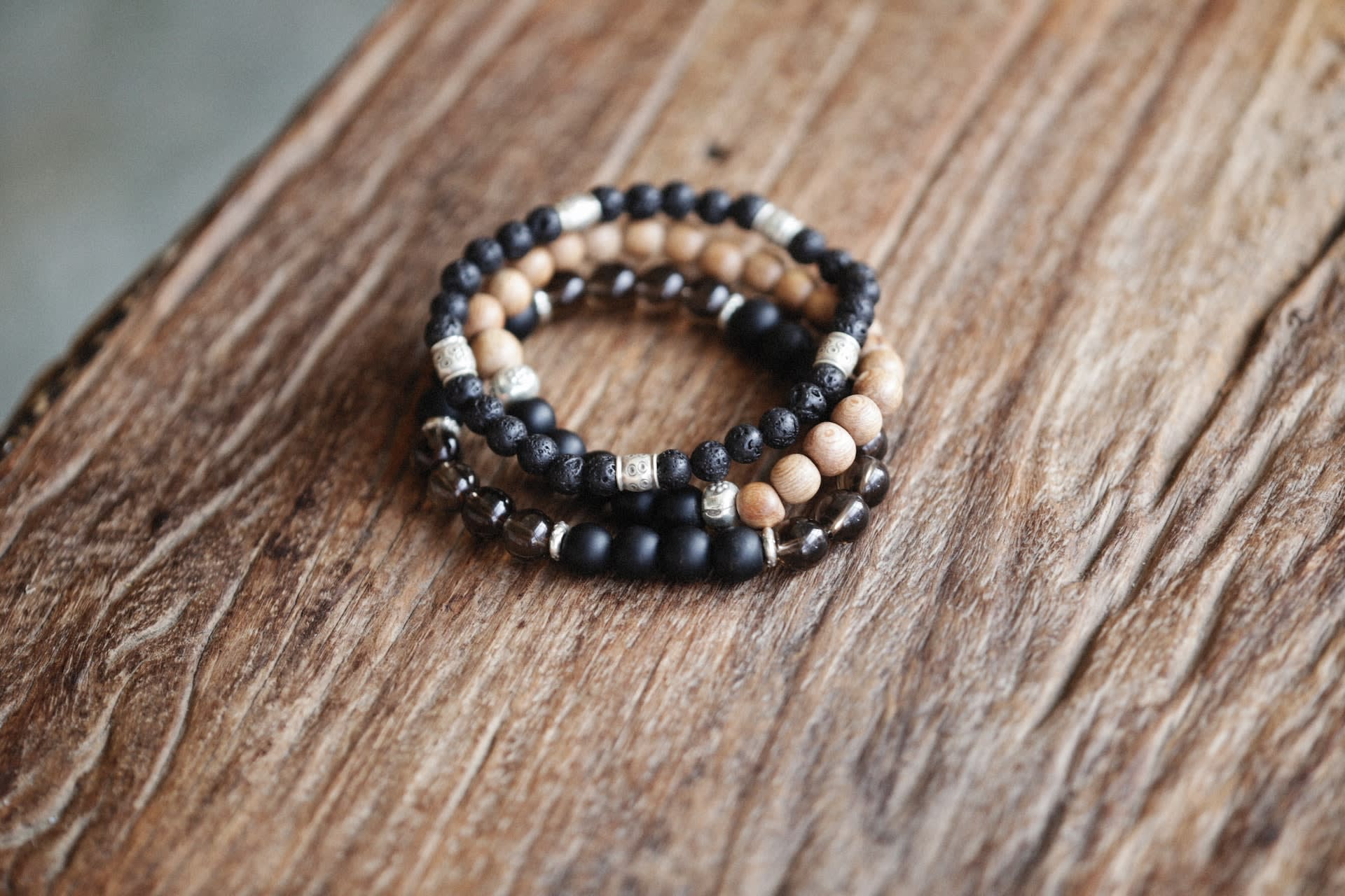 Beaded brown and black bracelet