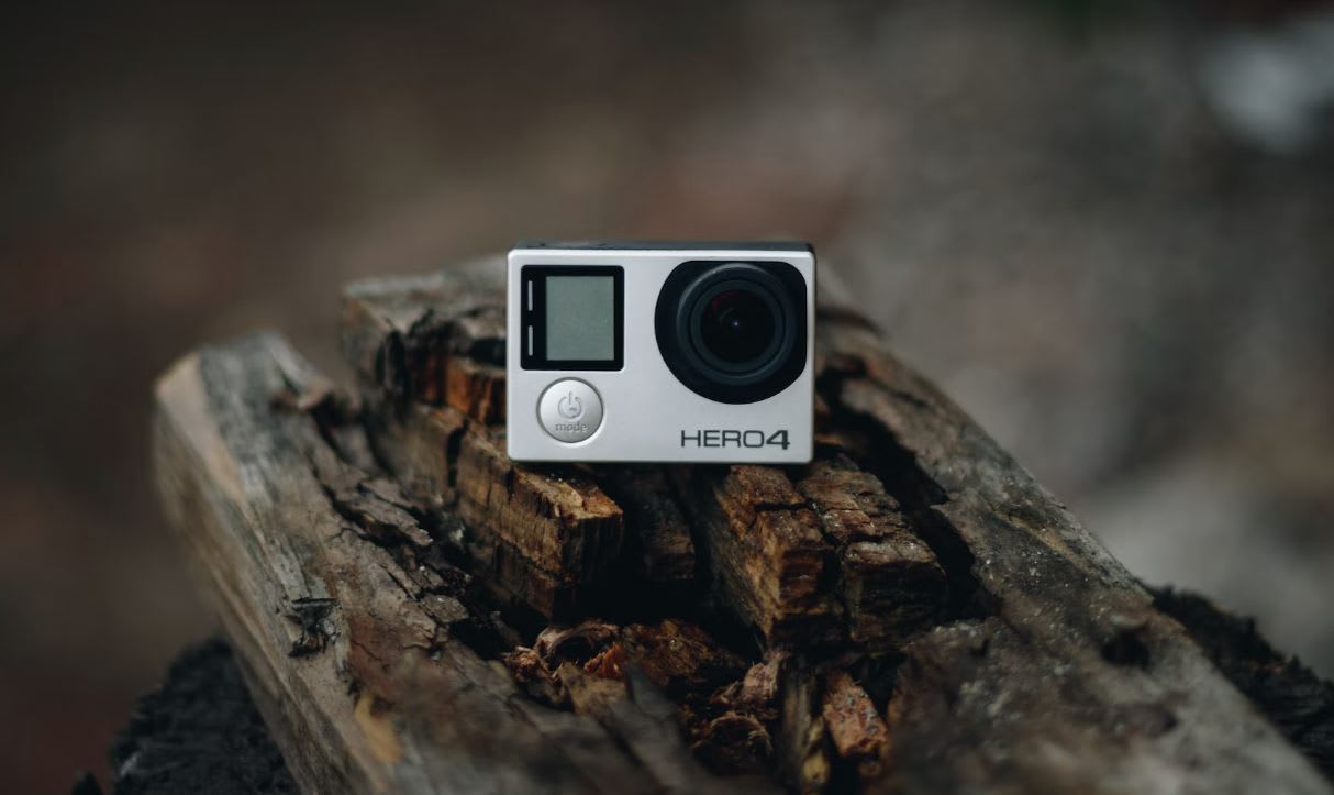 GoPro HERO on wooden stump