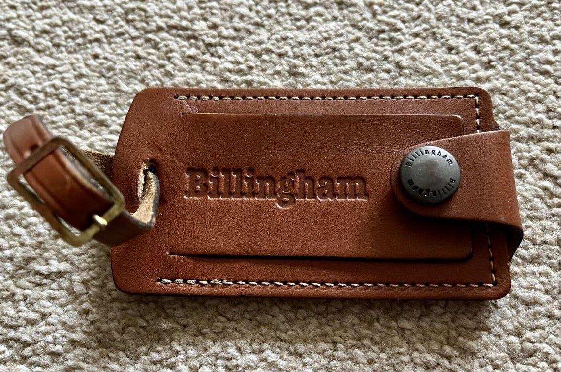 Brown leather vintage luggage tag