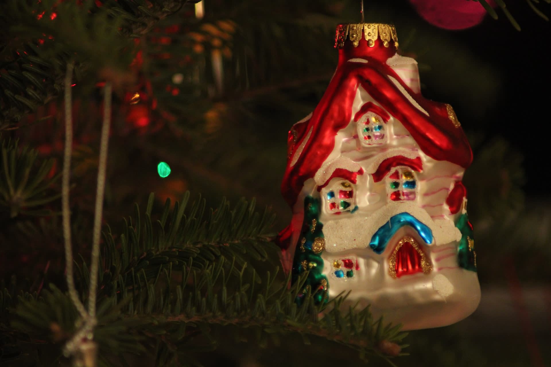 Vintage candy house Christmas tree ornament