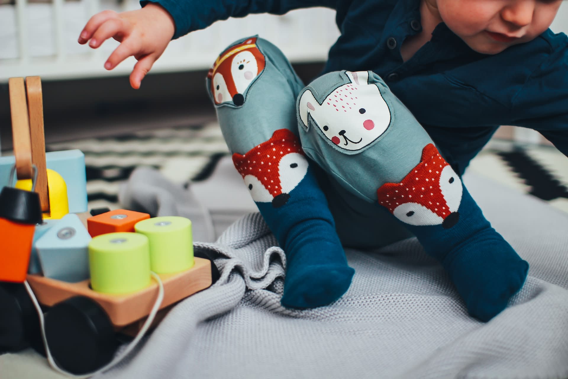 Kid playing with sensory toys