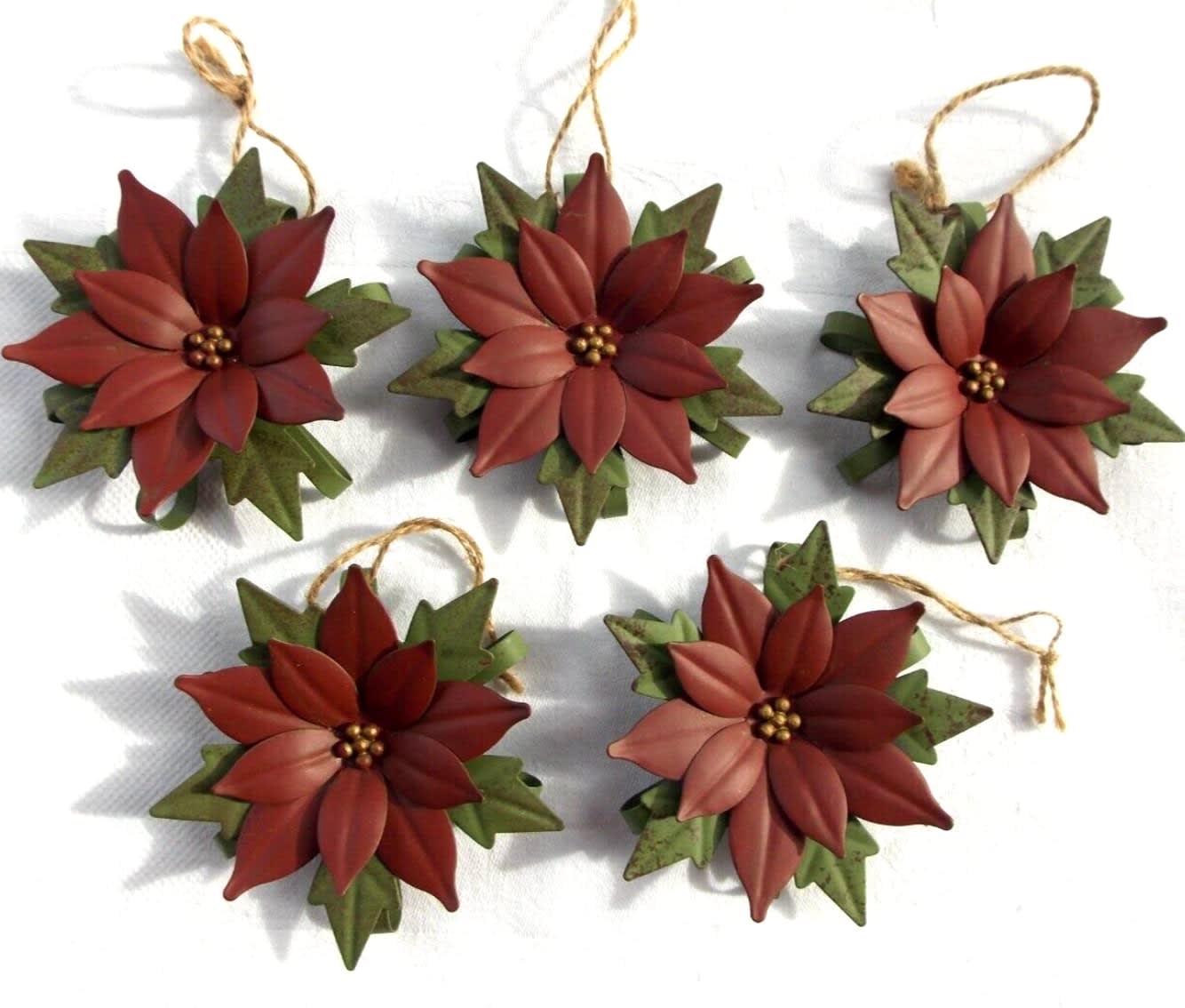 Vintage metal poinsettias