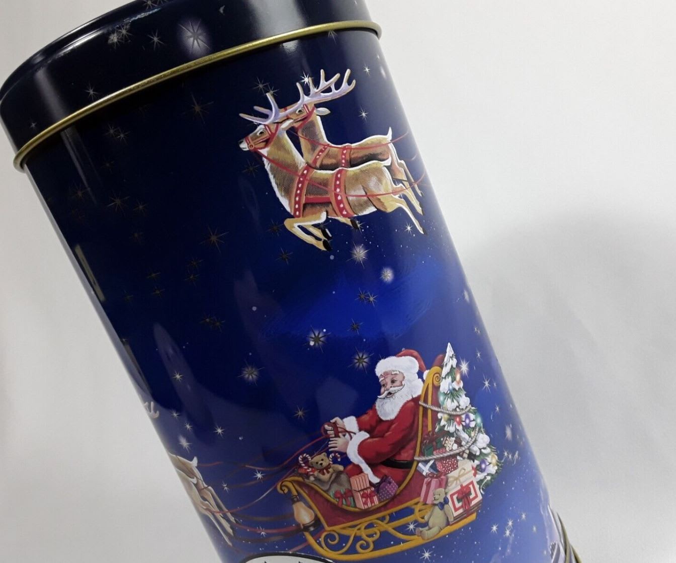 Second hand Christmas tin music box