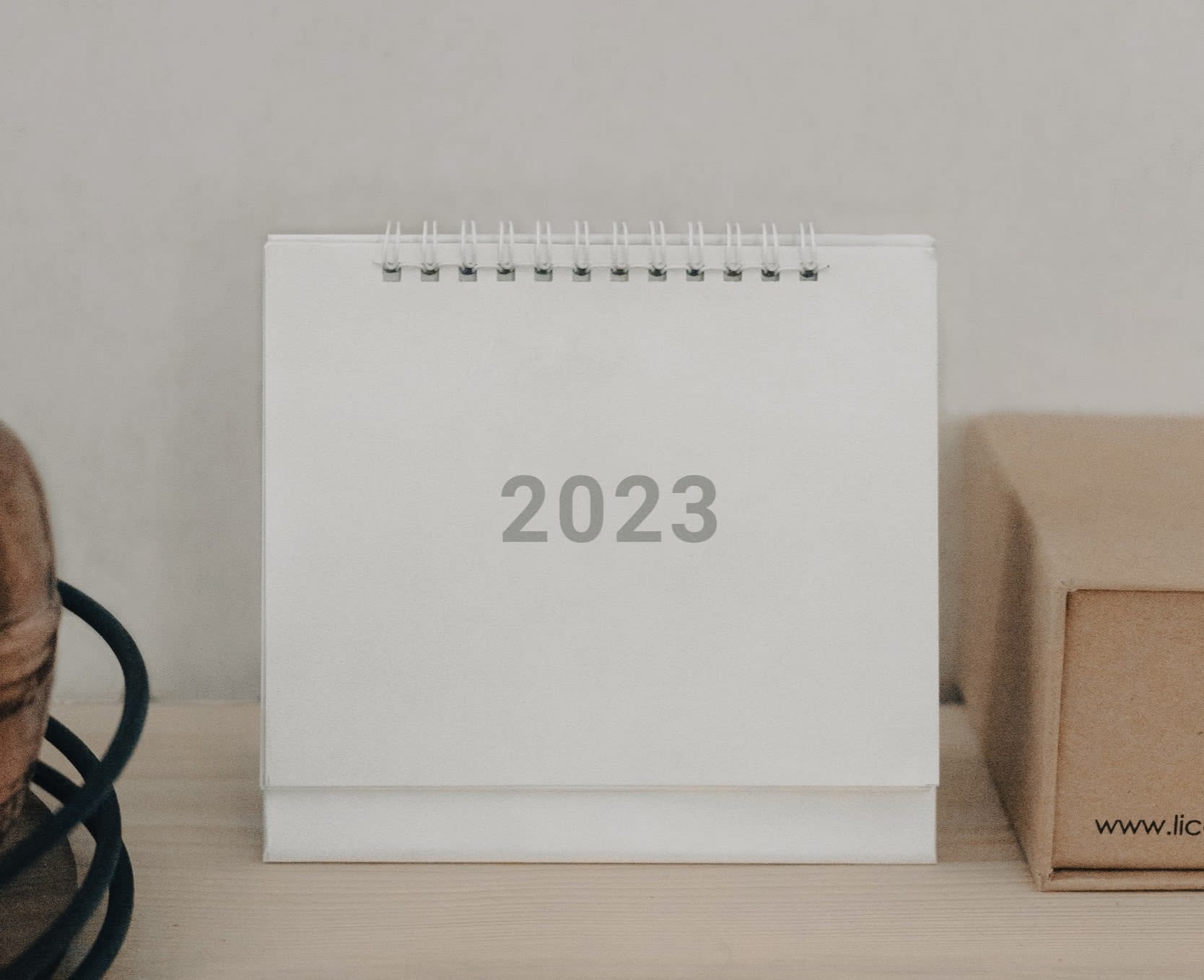 White 2023 tabletop calendar