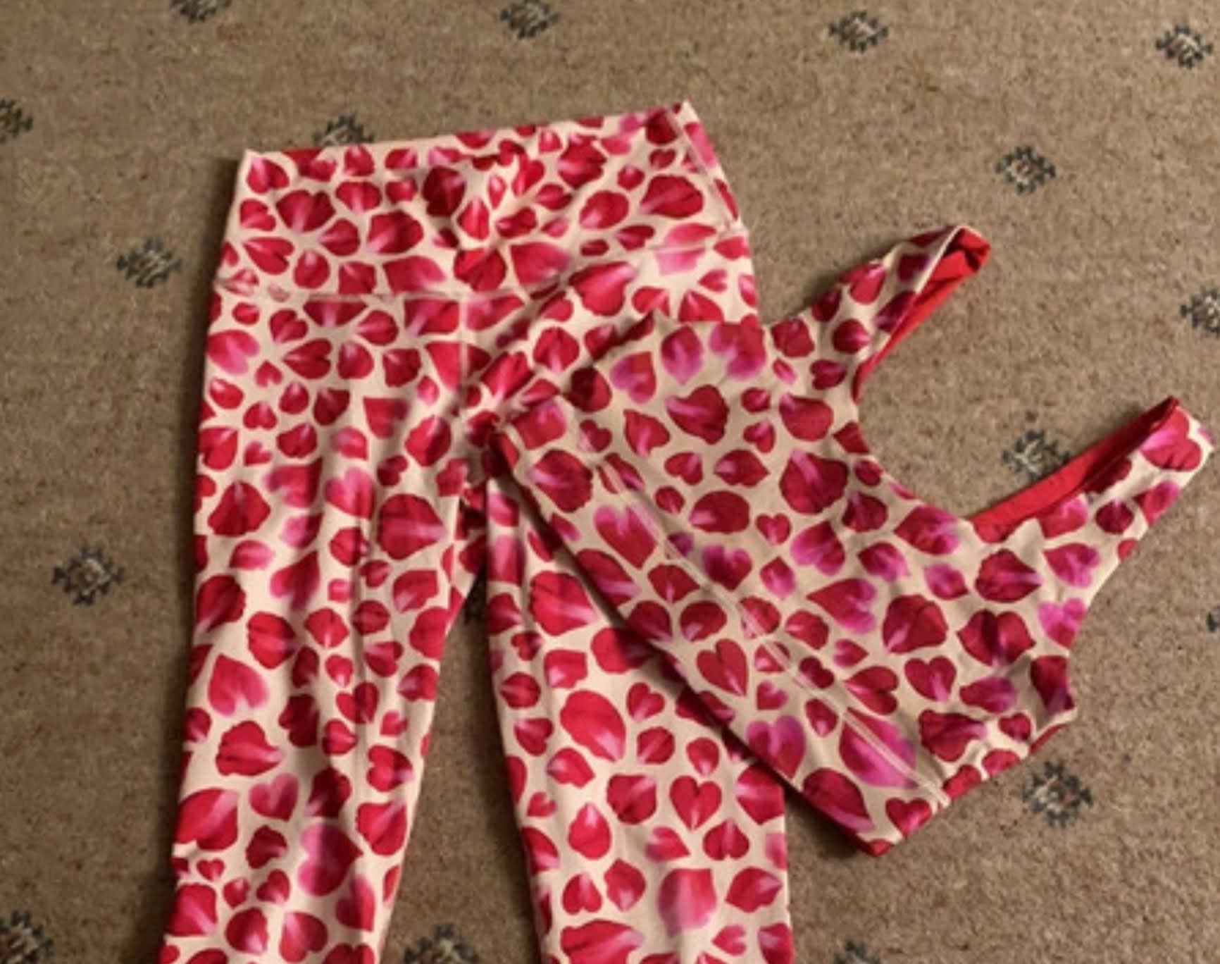 Colourful print second hand Fabletics leggings and top co-ord