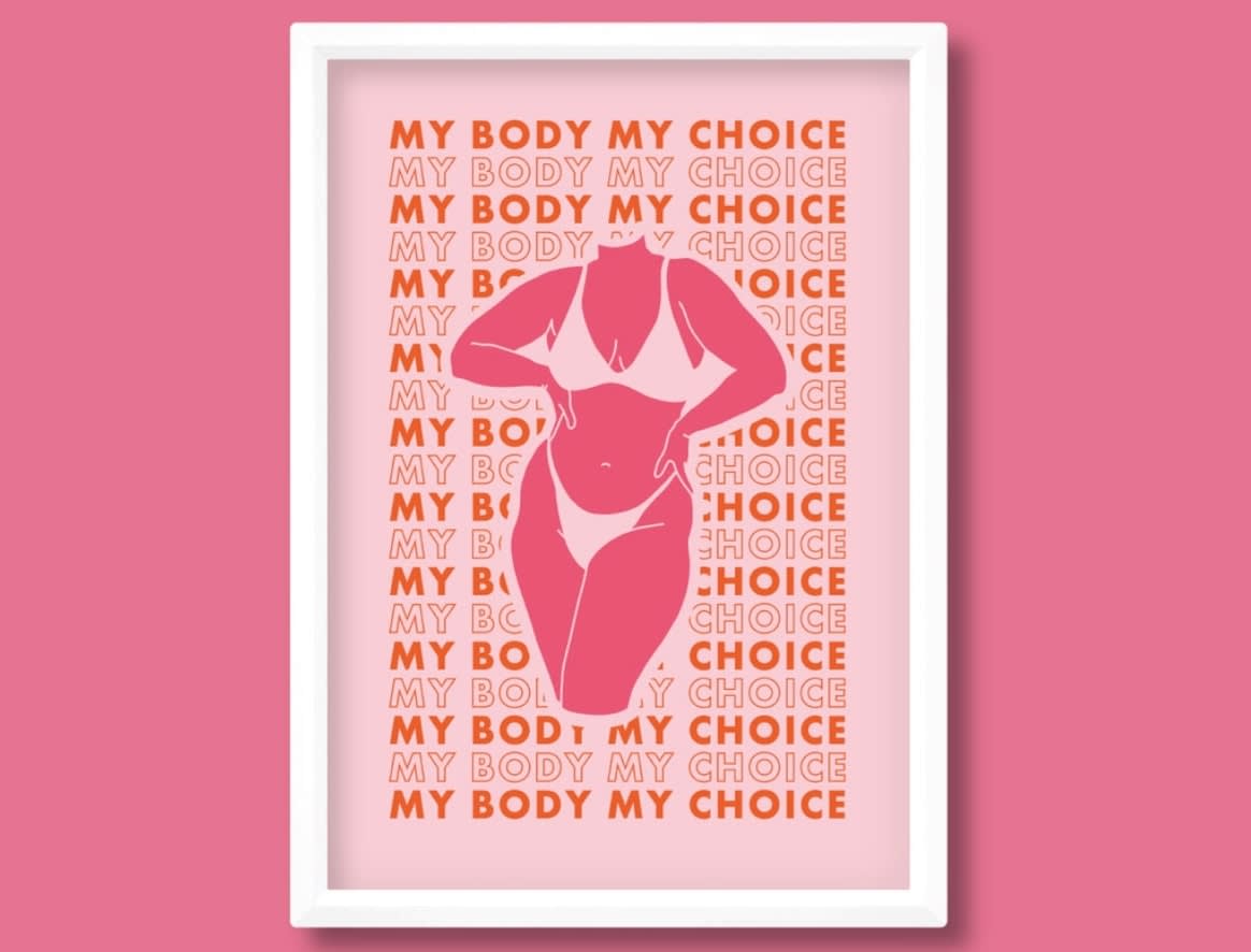 "My body my choice" second-hand art print