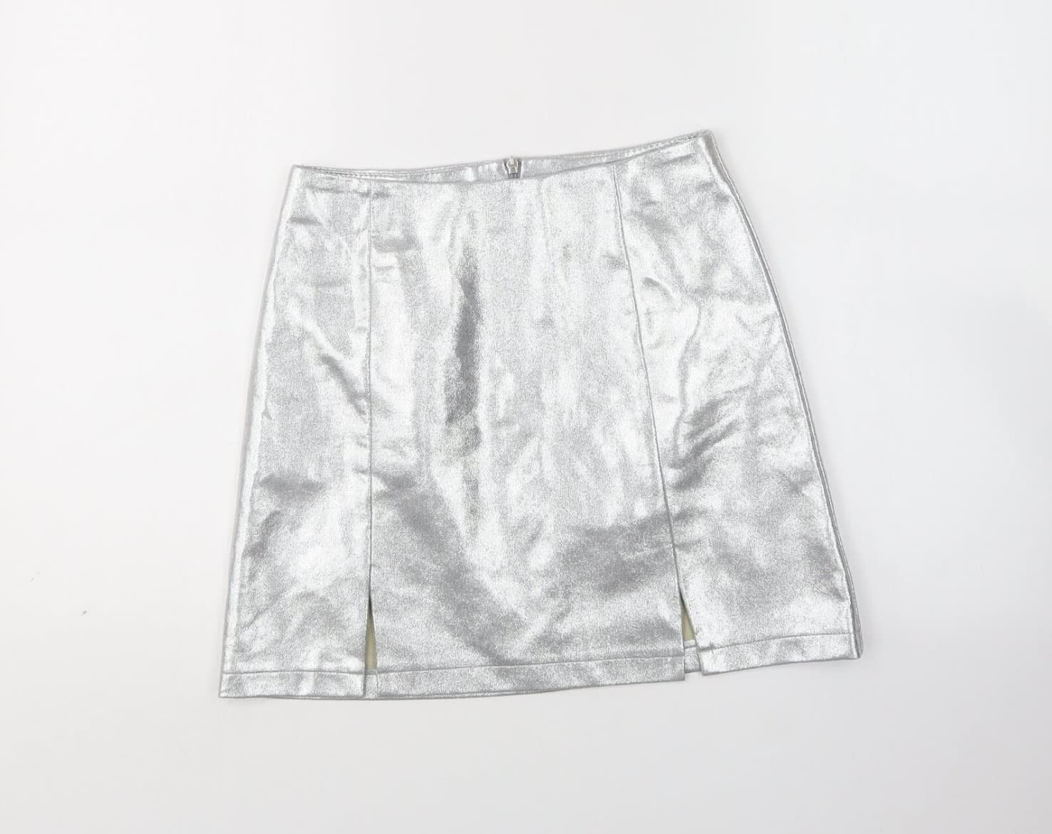 Pre-loved metallic silver mini-skirt