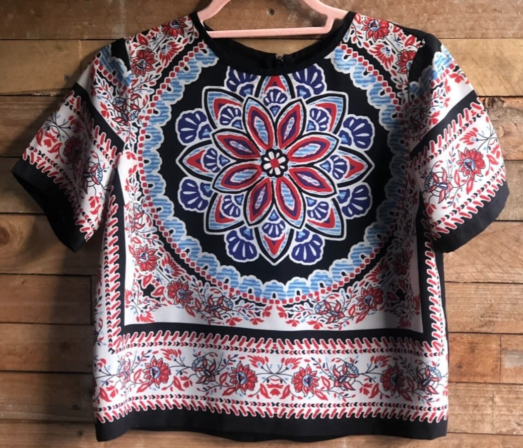 Second-hand mandala print cropped t shirt