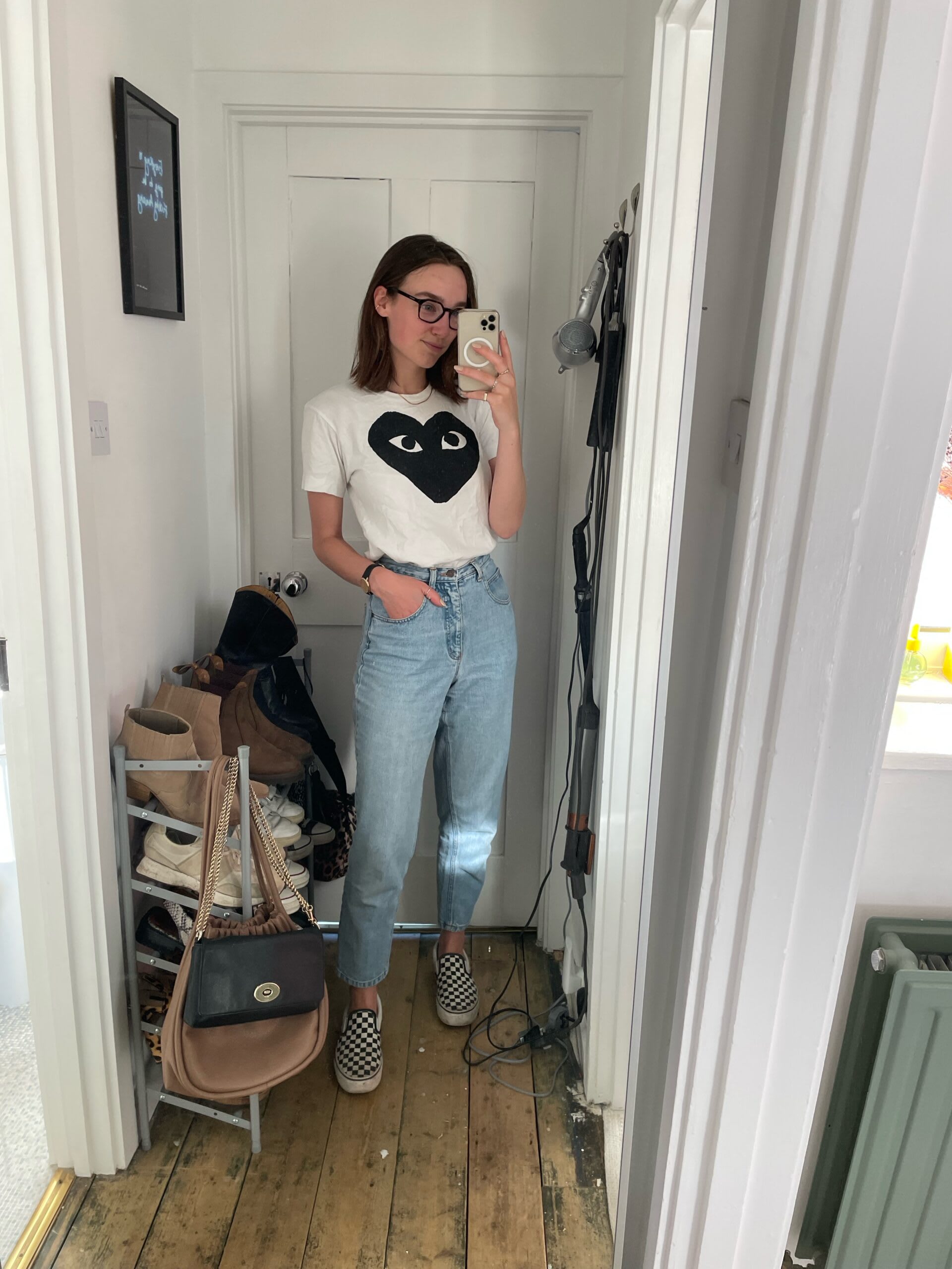 Black white and blue second-hand shop the look by Iso Neville