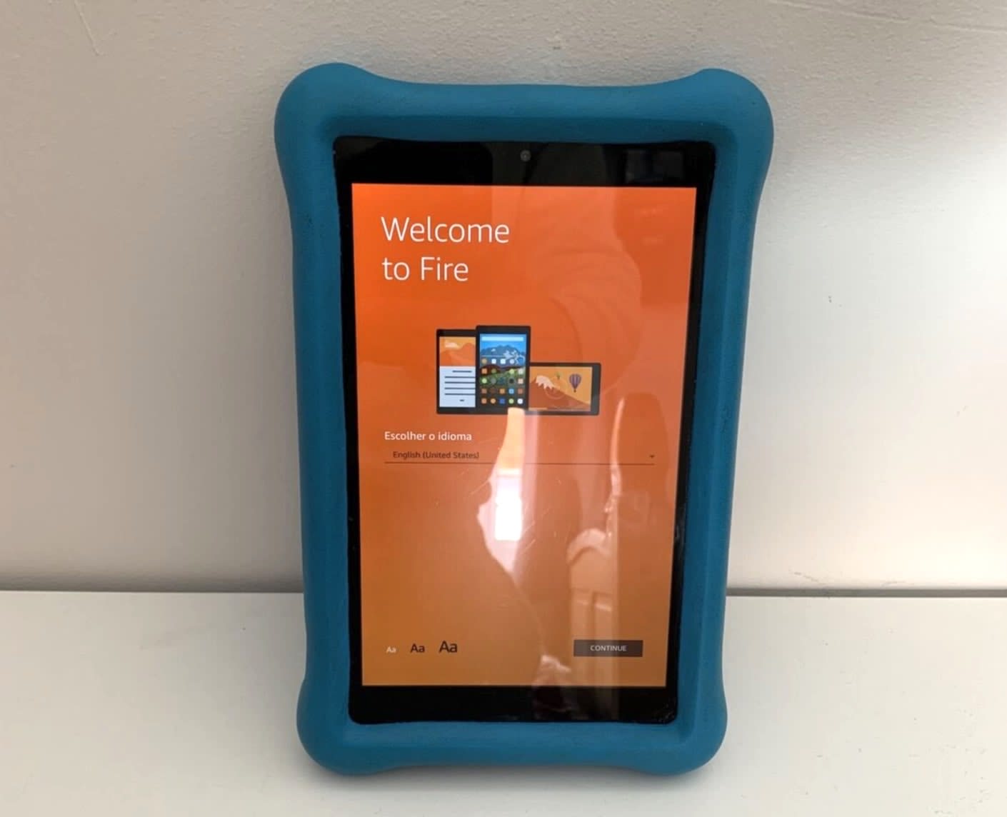 Blue Amazon Fire HD tablet for Kids