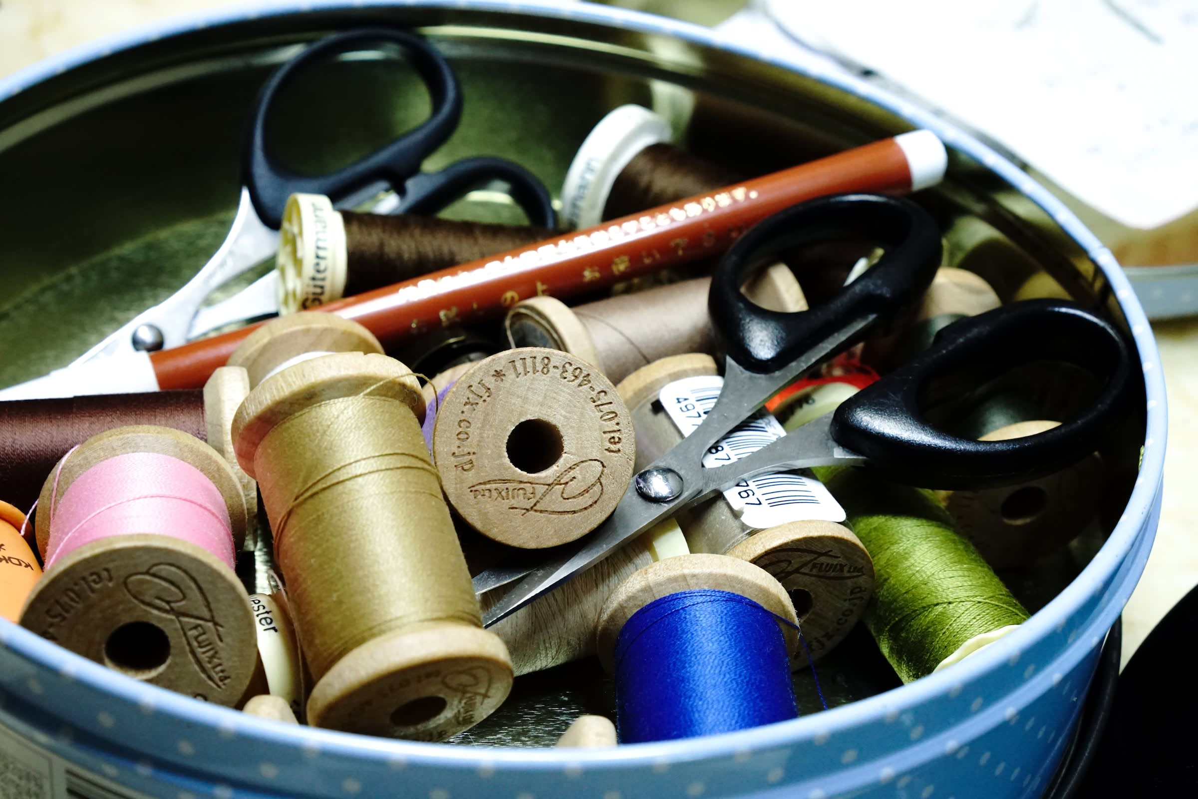 Box full of sewing items