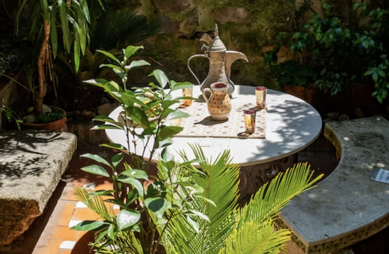 a table set in a garden