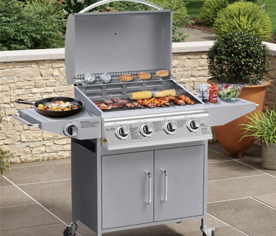 a silver gas bbq stove