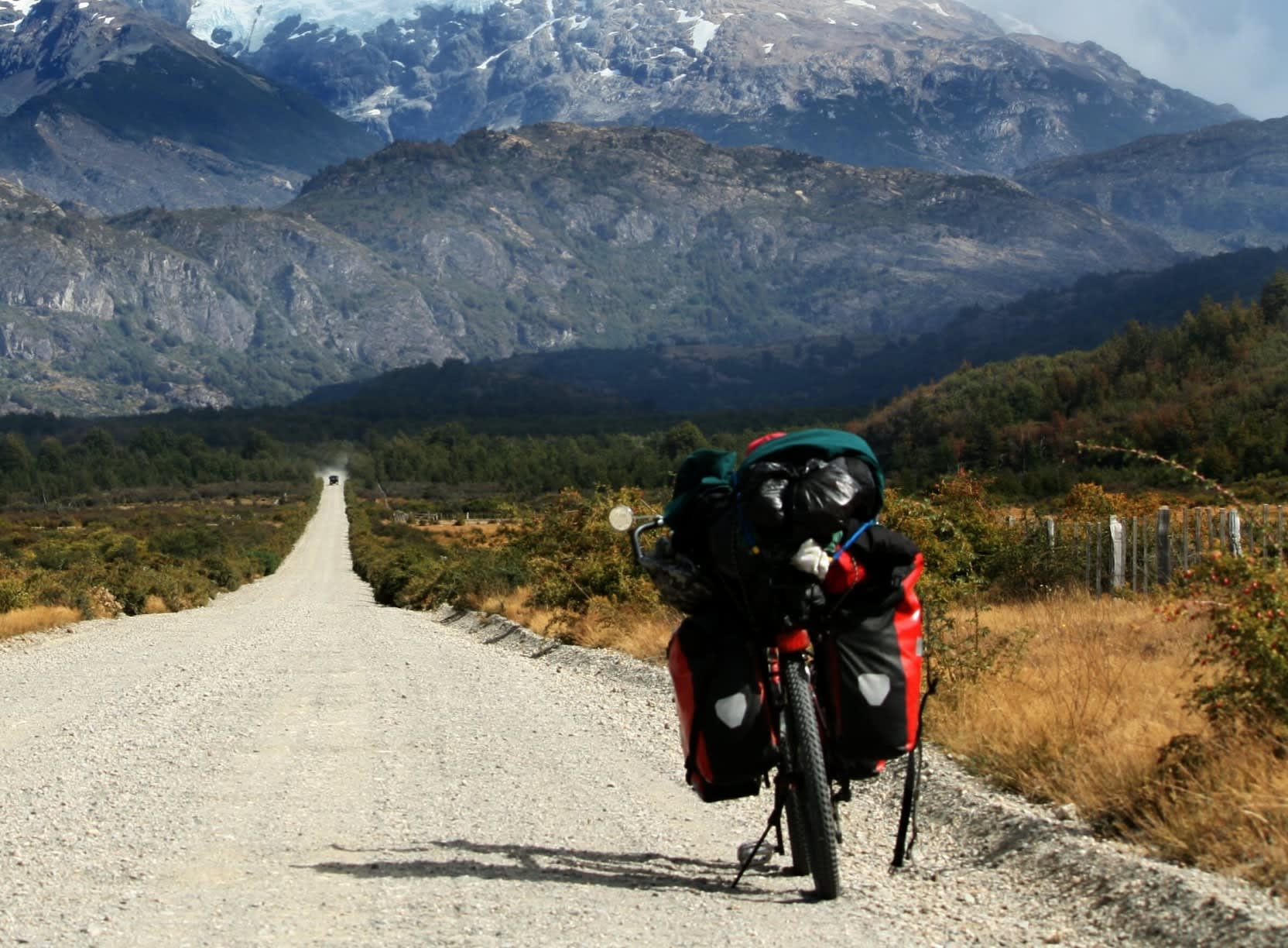 Bike loaded up with full pannier.