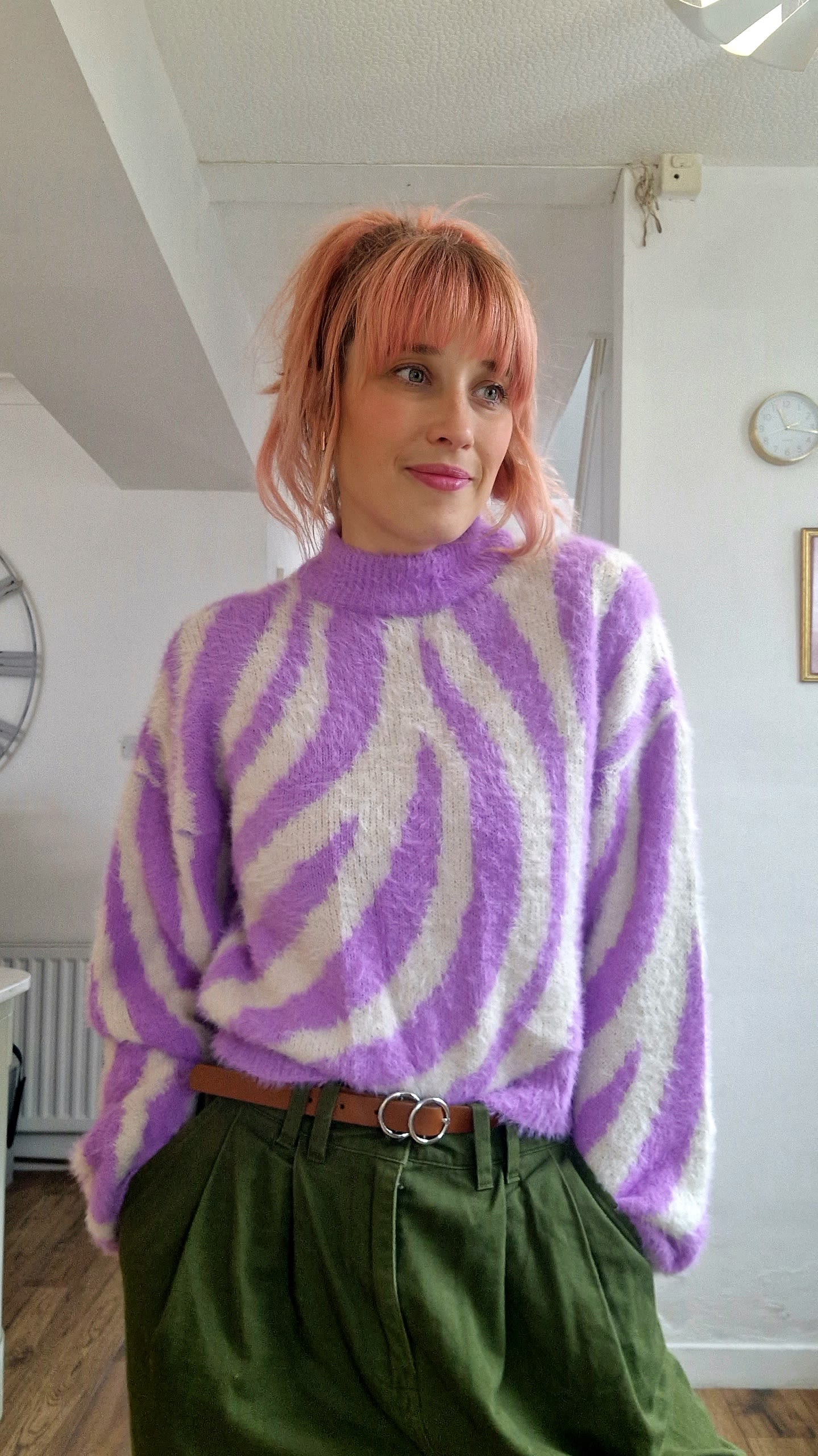 Pegz Preloved wearing cozy second hand outfit