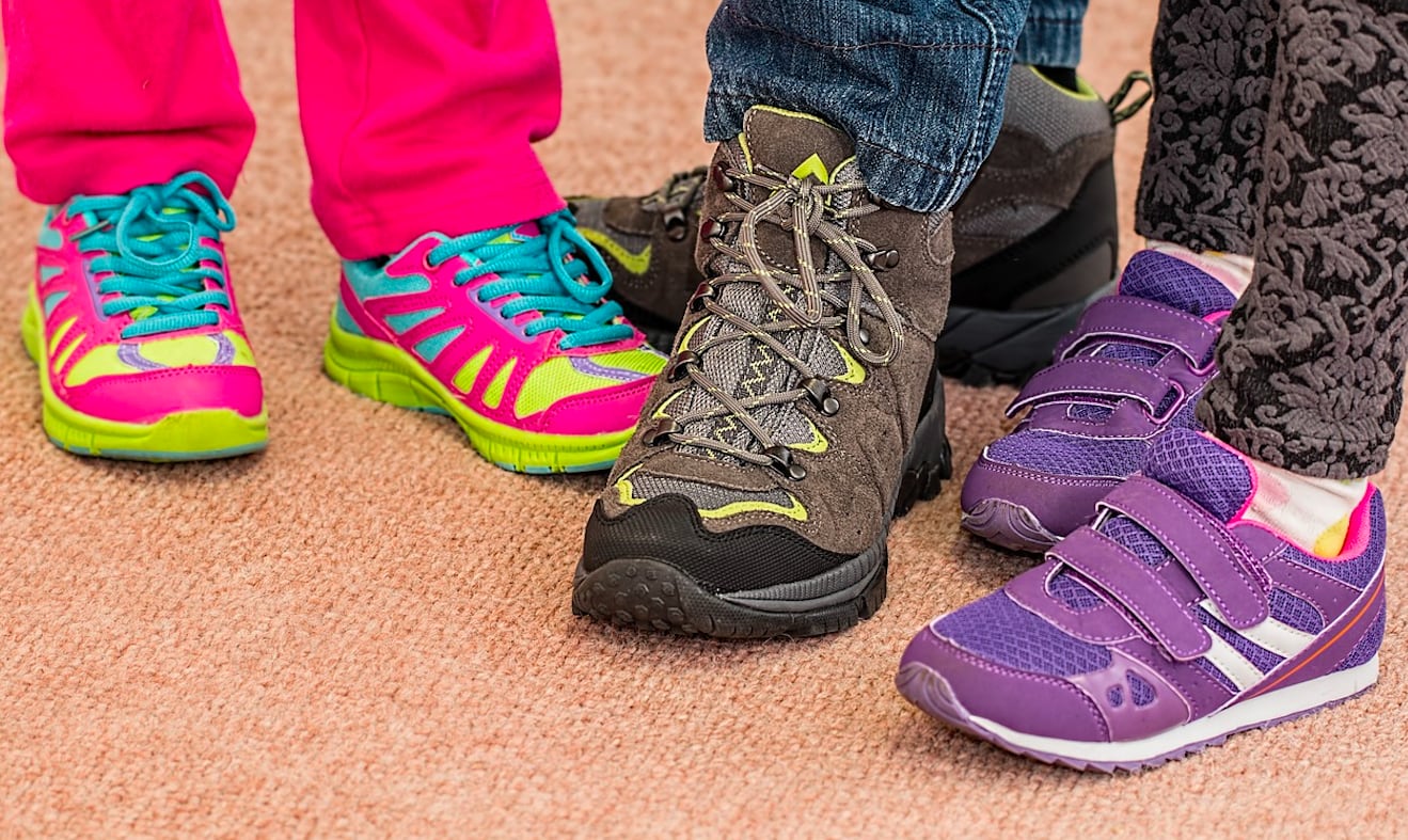 Preloved kids trainers - three pairs, multiple colours