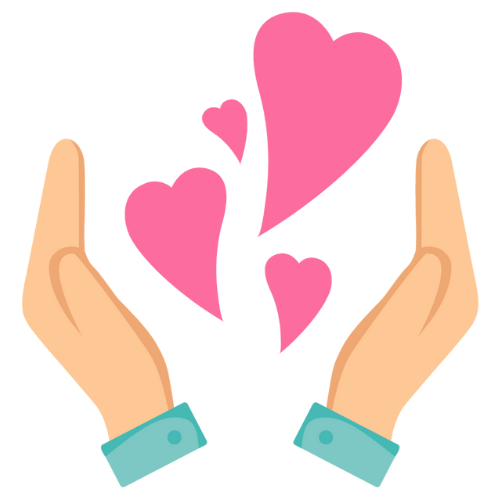 Illustration of hands and hearts