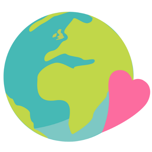 Illustration of the globe with a pink heart