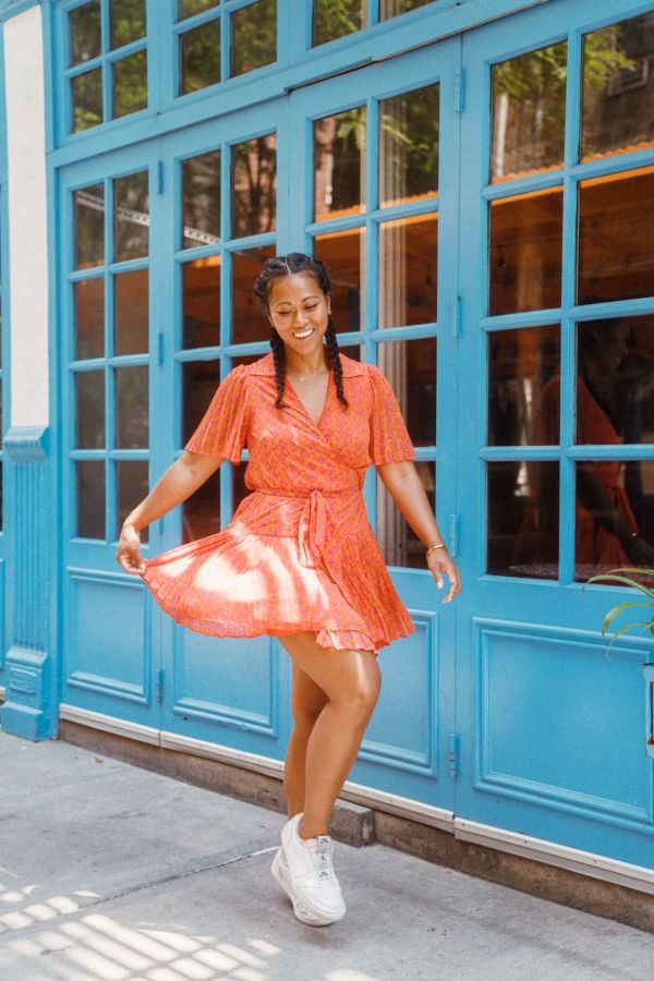 woman-orange-dress