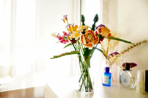 Lego flower boquet in a glass vase