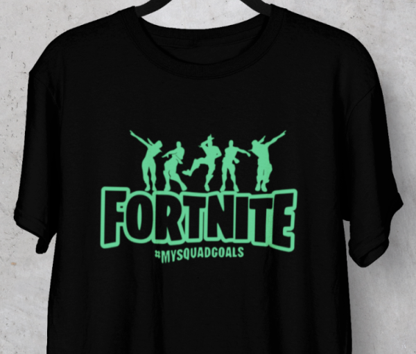 Fortnite black t-shirt with green writing