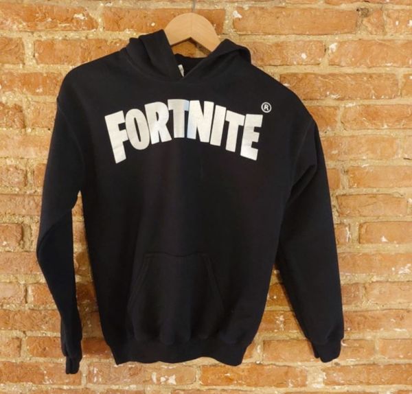 Black Fortnite hoodie with white writing