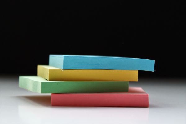 Stack of coloured sticky notes