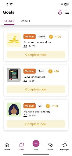 Olio app goals to-do