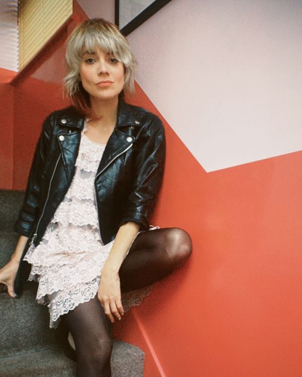 Rebel Rags in 60s nightdress & 80s leather biker jacket