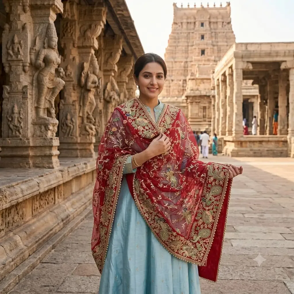 BRIDAL WEDDING DUPATTA AND MOR JAAL