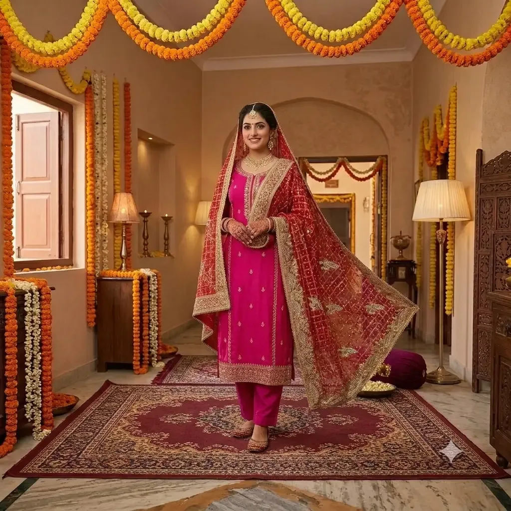 GHATCHOLA BRIDAL DUPATTA C-PALLU PEACKOCK DESIGN