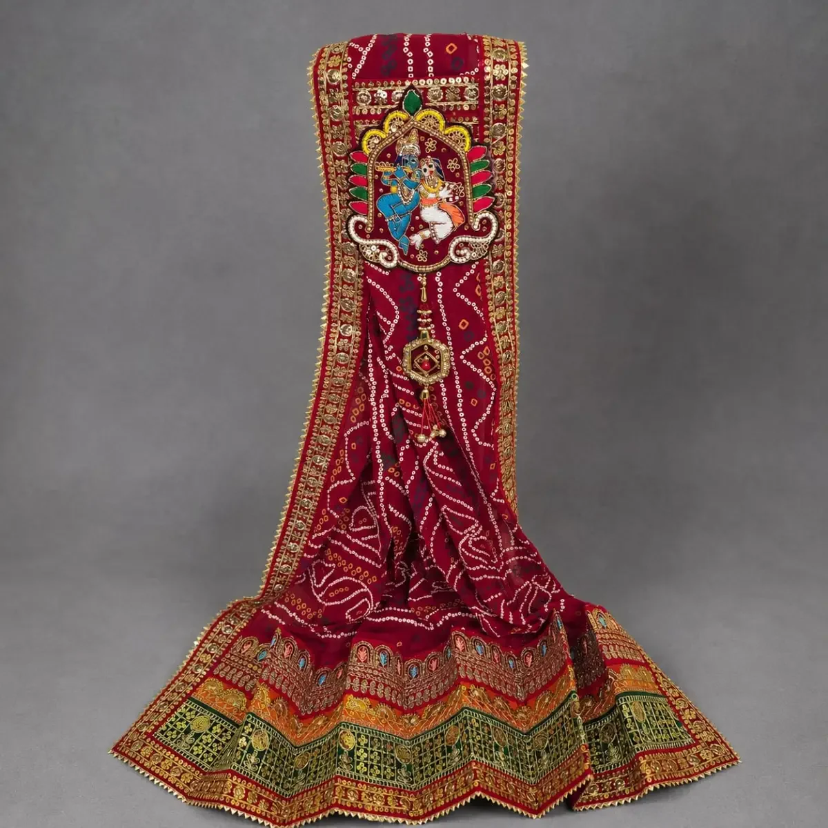 RADHA KRISHNA EMBROIDERED MARWARI BROCH DUPATTA