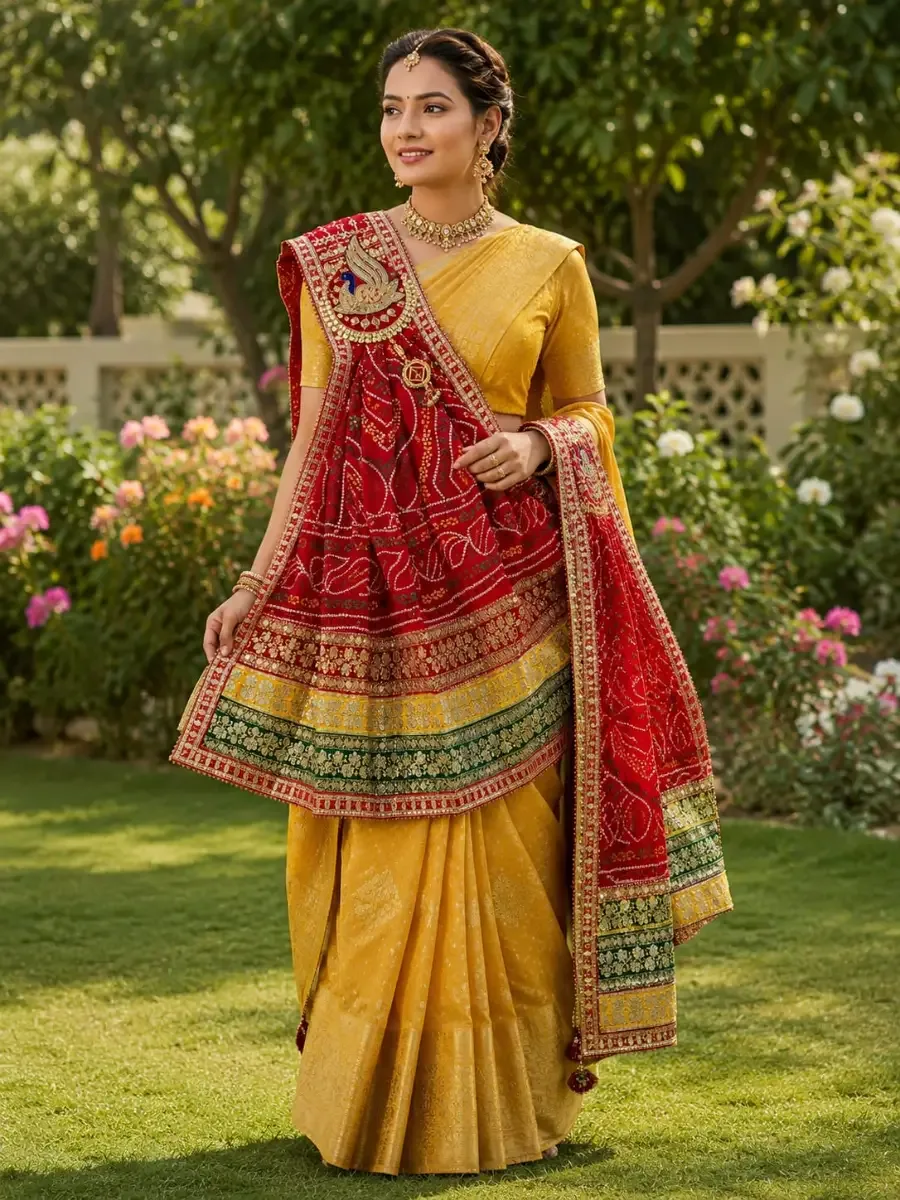 MOR BROCH DUPATTA PREMIUM BANDHEJ