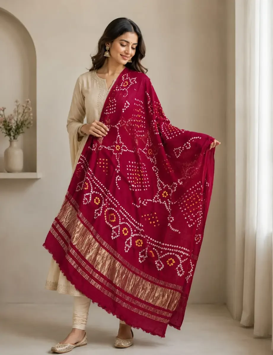BANDHANI DUPATTA PURE BANDHEJ