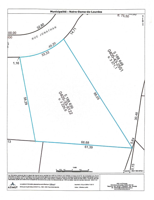 Plan — Rue Jonathan, Notre-Dame-de-Lourdes, J0K1K0, Notre-Dame-de-Lourdes