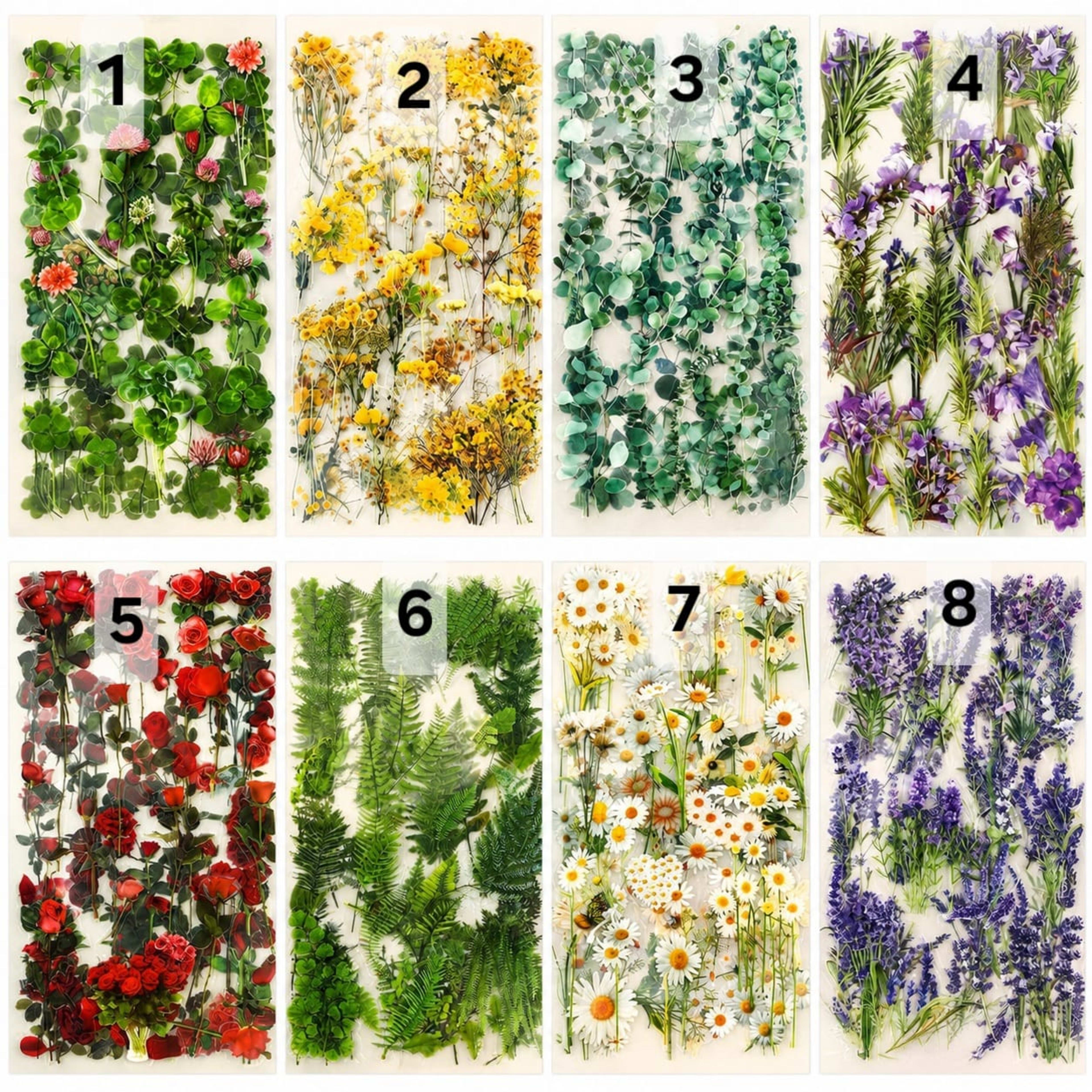 Botanical Flower, 8 Themedfor Journaling, Scrapbooking, Bullet Journals