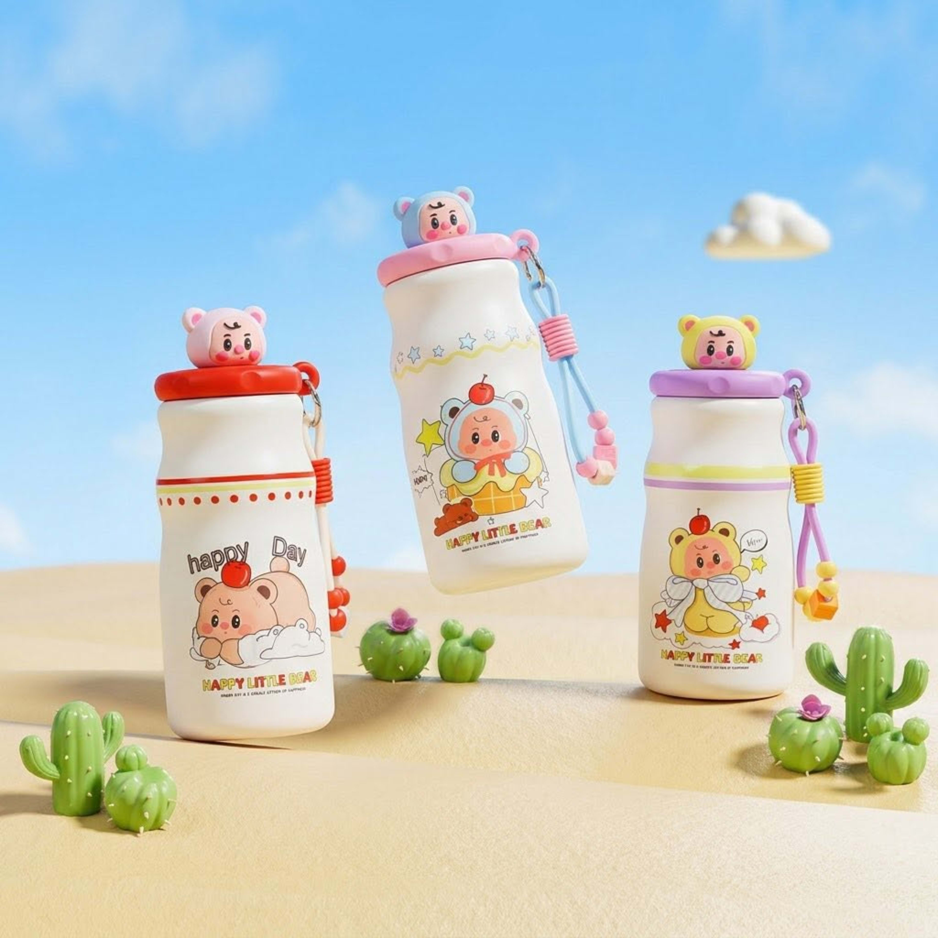 Stainless Steel Inner | Leak Proof | BPA Free | Cute Cartoon Design | School Bottle for Boys & Girls
