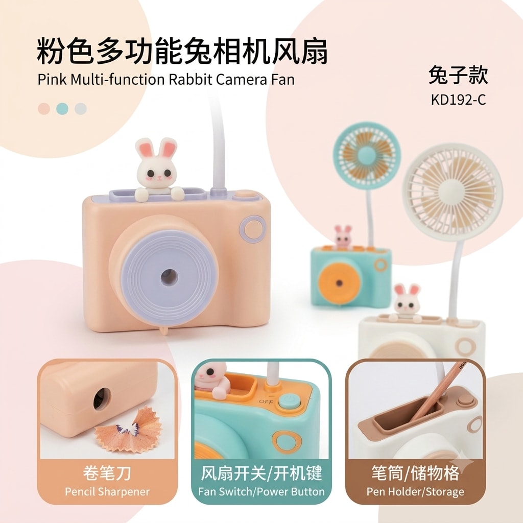 Small Fan With Pencil Sharpener Portable Mini Fan Multi Function Camera Fans