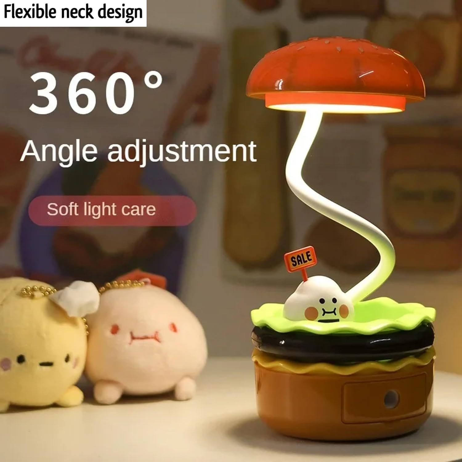 Burger Shaped LED Desk Lamp with Storage Drawer