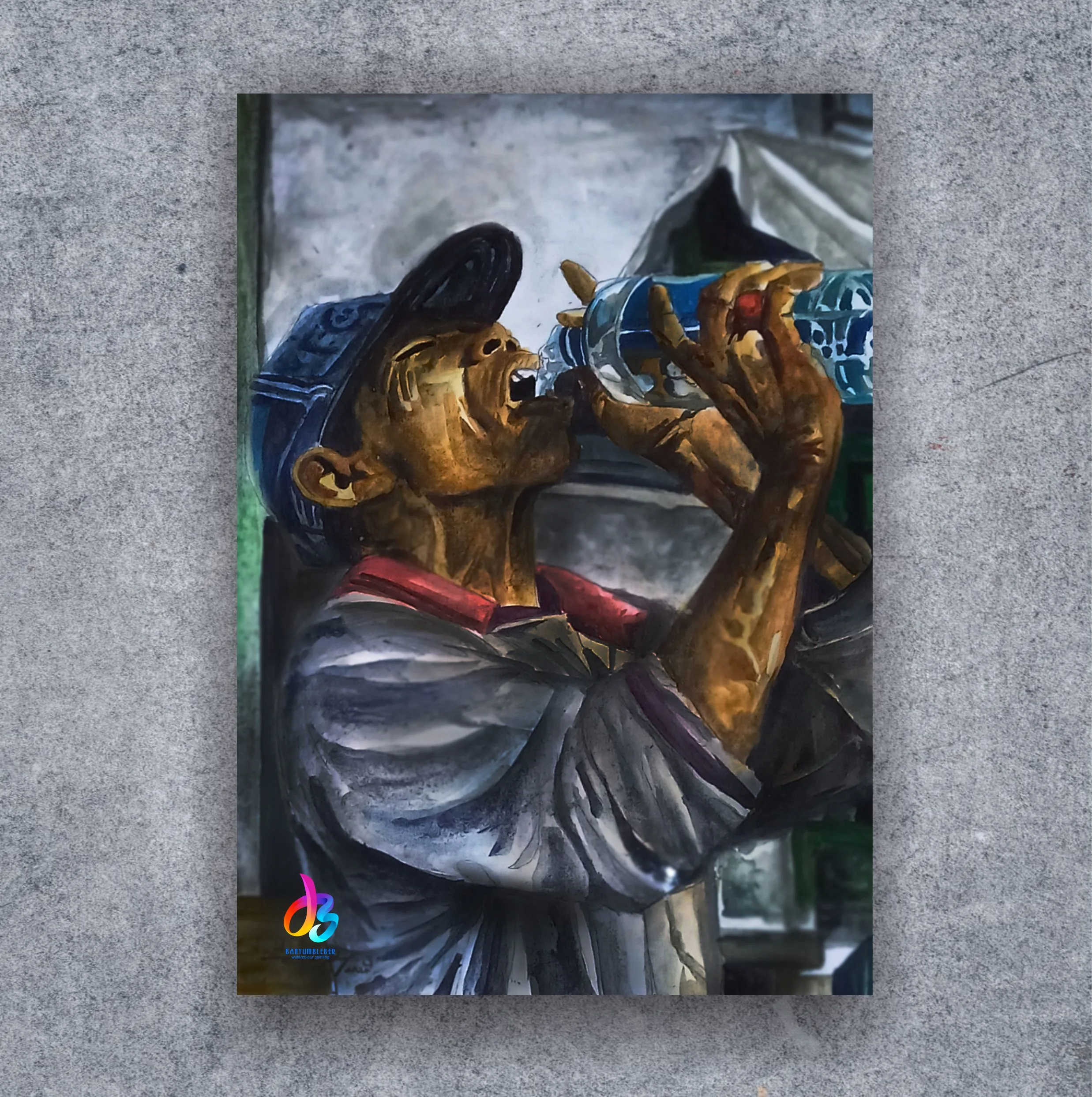 D.Dedy.S, "Melepas Dahaga", 29x21cm, cat air diatas kertas, 2020.
