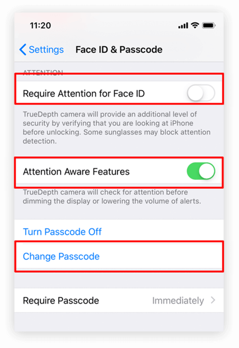 First you need to open the settings-face ID and password.